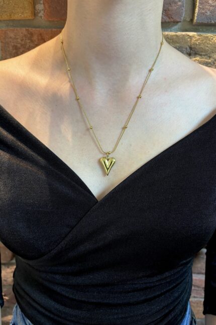 Kalp Model Gold Kolye