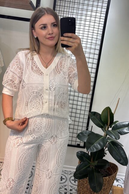 Beyaz Güpür Takım